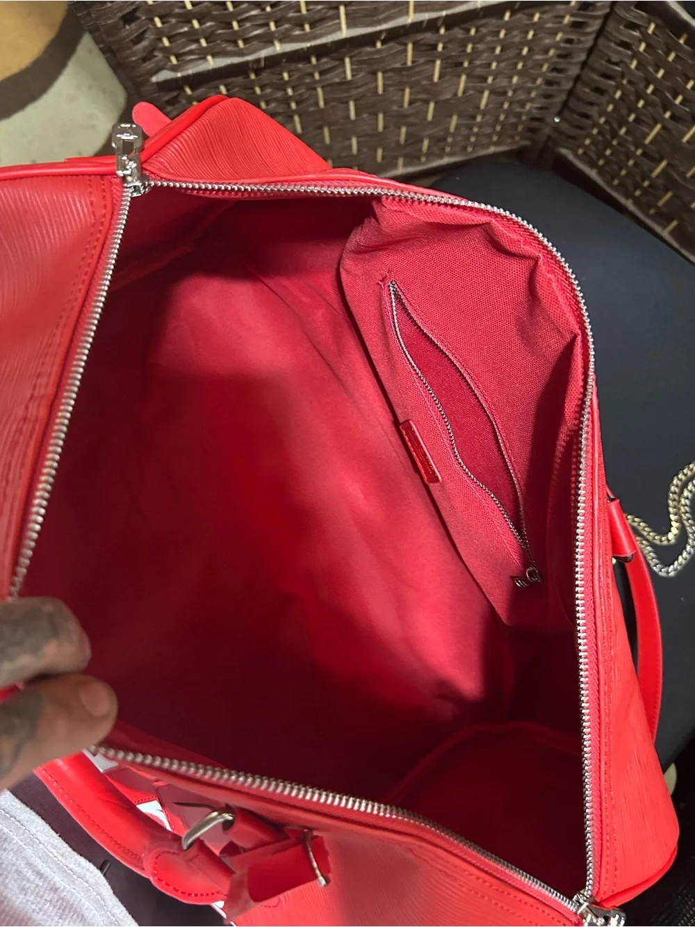 Supreme Red Travel Bag Collection with White Logo